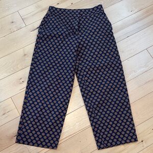 Boden Navy Pants with Pink and Tan Floral Medallion Trim